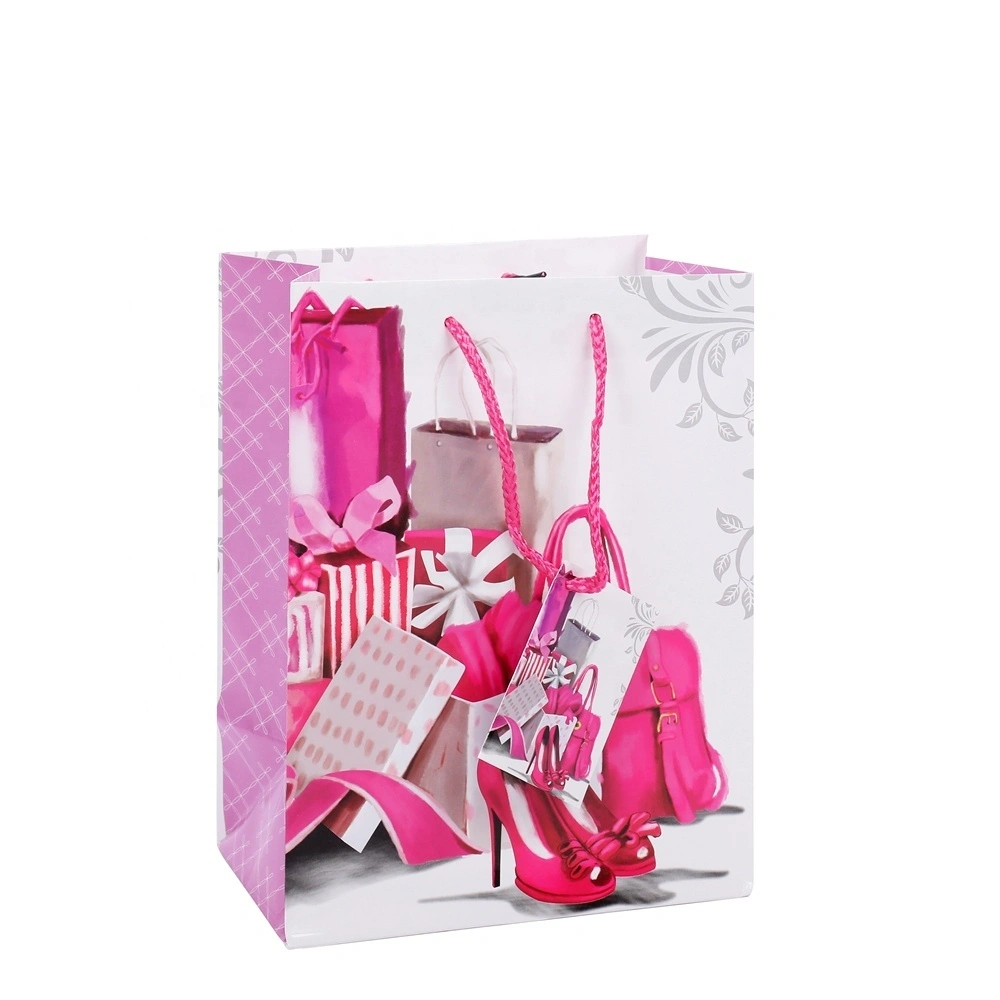 2019 Wholesale Custom Printing Girls Cheapest Pink Gift Handmade Shopping Paper Bags 1