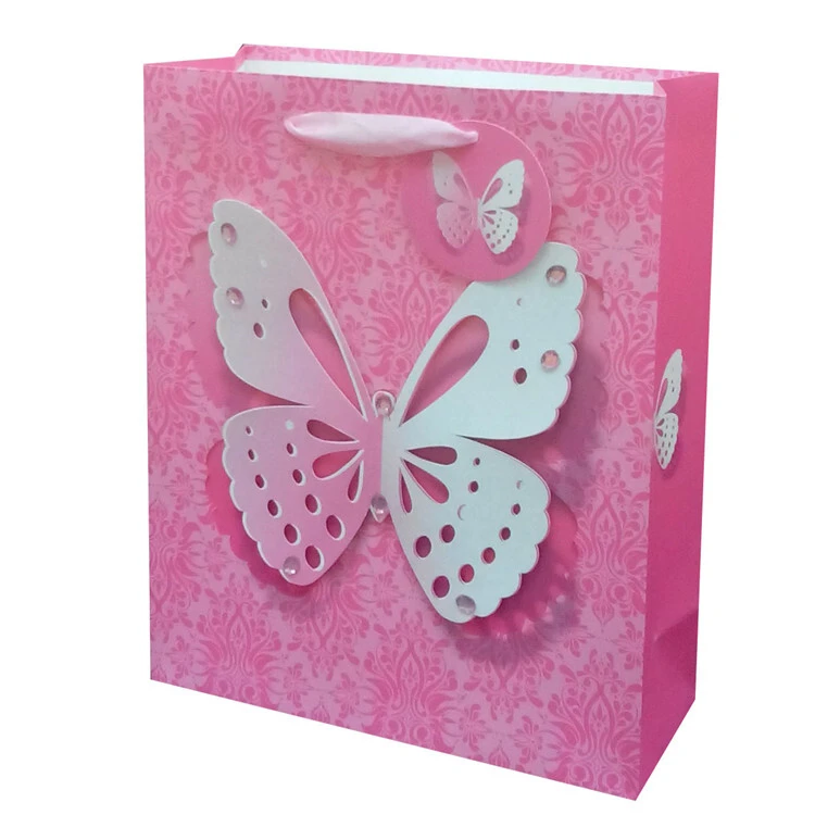 2019 New Style Creative Eco-friendly Foldable Wedding Gift Paper Bags With Rope Handles 1