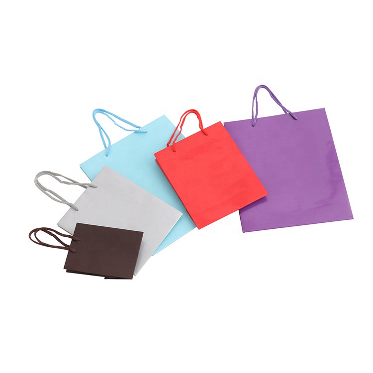 Wholesale Custom High-end Fashion Foldable Eco-friendly Solid Color Dessert Paper Bags With Rope Handles 6