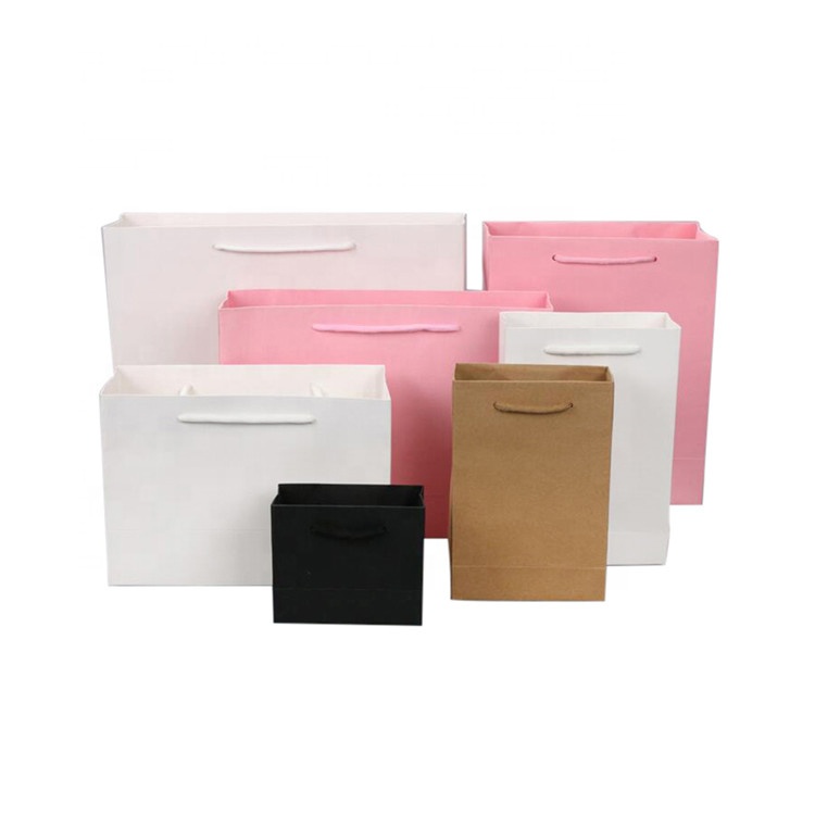 Wholesale Custom High-end Fashion Foldable Eco-friendly Solid Color Dessert Paper Bags With Rope Handles 1