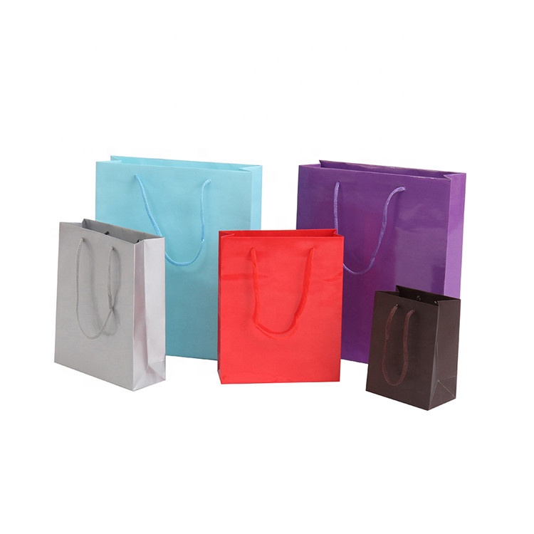 Wholesale Custom High-end Fashion Foldable Eco-friendly Solid Color Dessert Paper Bags With Rope Handles 4