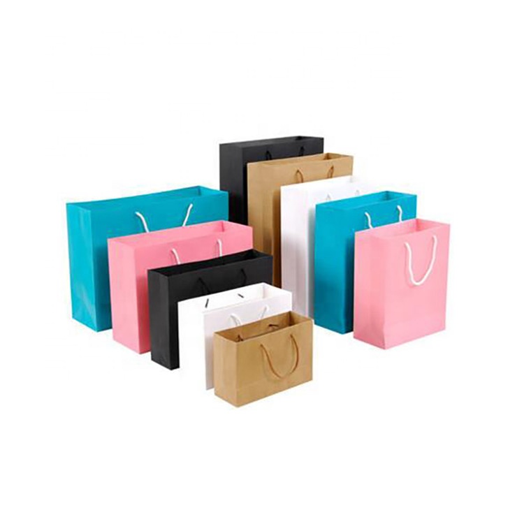 Wholesale Custom High-end Fashion Foldable Eco-friendly Solid Color Dessert Paper Bags With Rope Handles 3
