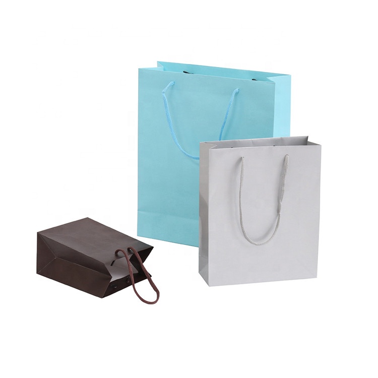 Wholesale Custom High-end Fashion Foldable Eco-friendly Solid Color Dessert Paper Bags With Rope Handles 5