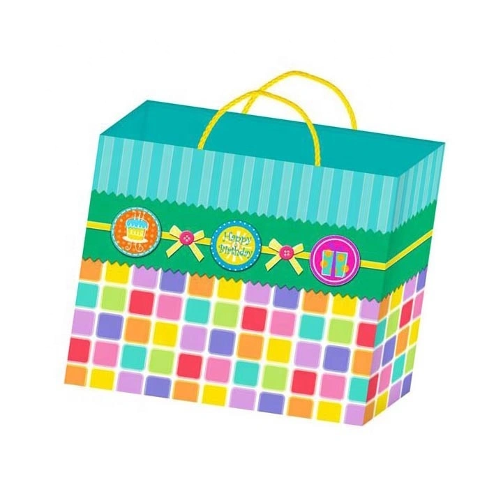 Hot Sale Colorful Small Squares Recycled Paper Shopping Bags For Gift Packaging 1