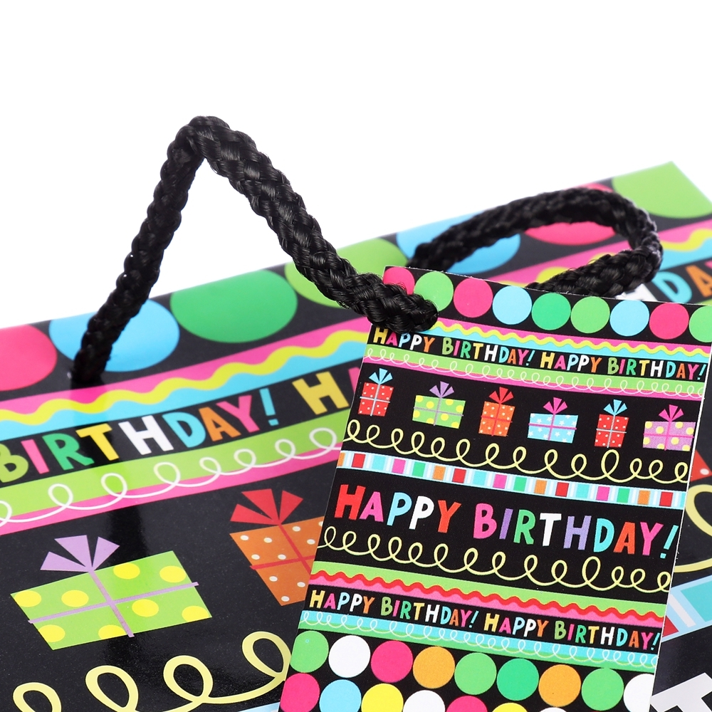 Sacs d'emballage personnalisés faits à la main, grande capacité, pour cadeaux d'anniversaire, avec petite carte 3