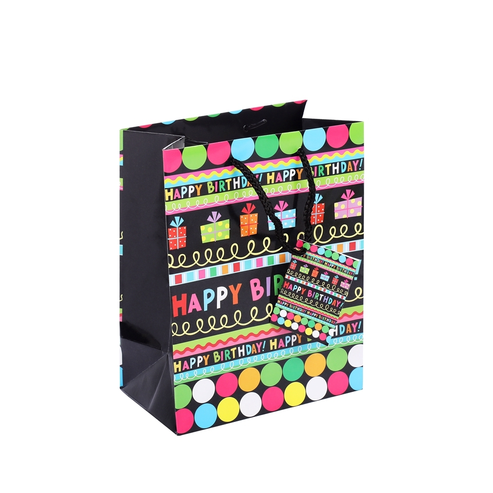Sacs d'emballage personnalisés faits à la main, grande capacité, pour cadeaux d'anniversaire, avec petite carte 1