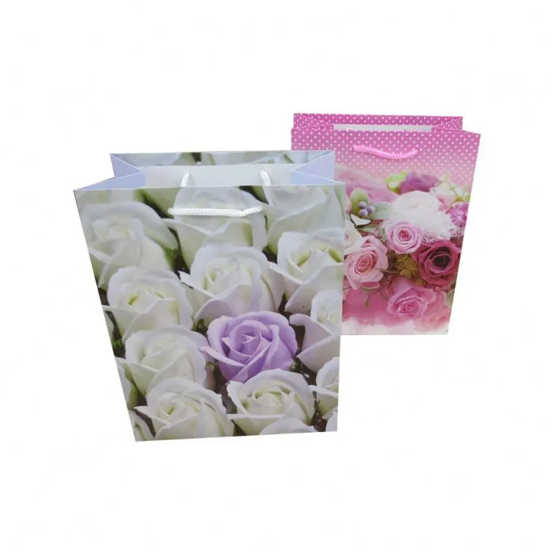 Sac en papier cadeau avec film léger et muet, différents types, sac de transport en papier floral personnalisable, 2019 1