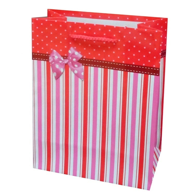 Nouveaux produits imprimant le sac de papier d'emballage rose de Bowknot de fleur avec l'impression de logo 3