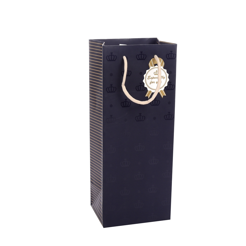 Eco-friendly Luxury Design Printing A Crown Wrapping Kraft Paper Bag With Rope Handles 1