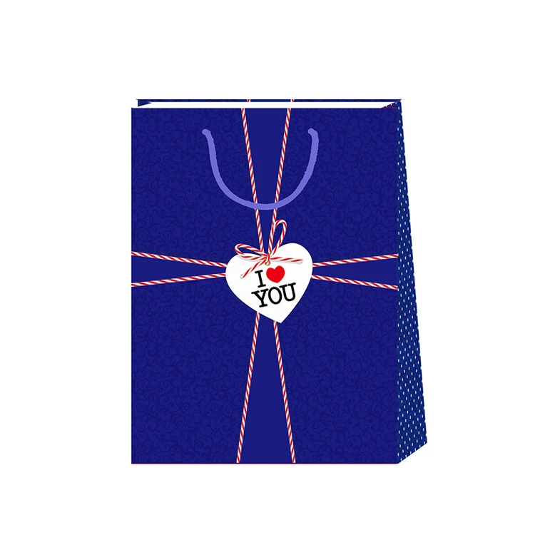 2019 Simple DesignReusable Biodegradable Multi-function Blue Kraft Paper Bag 1