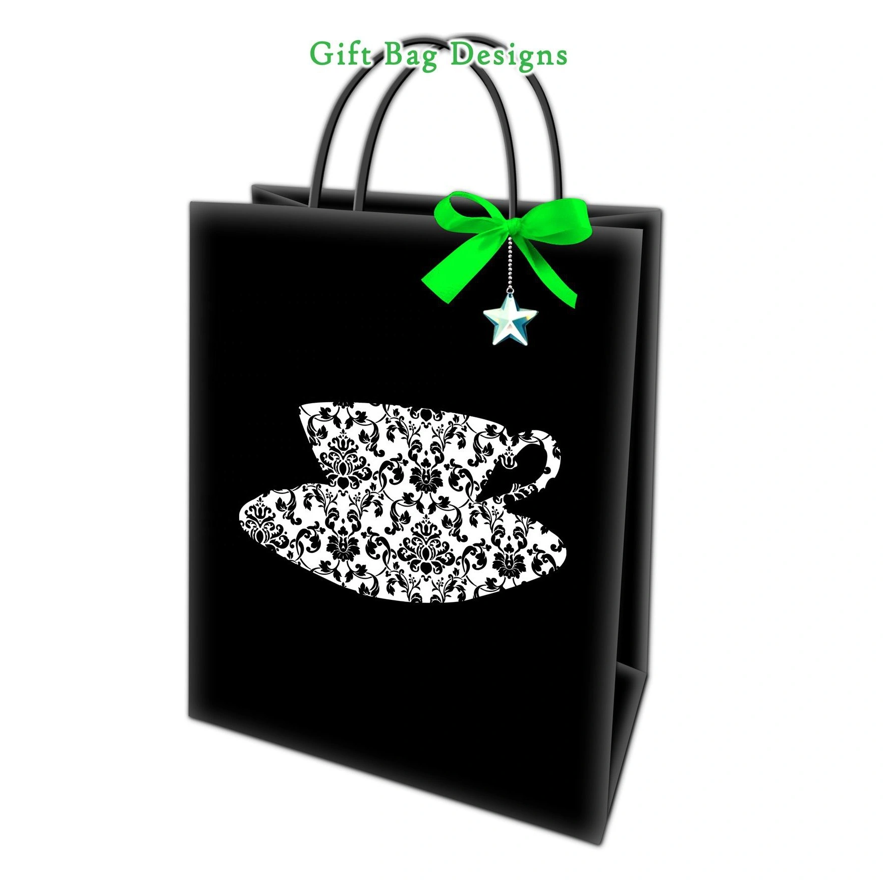 Low Price Retail Delicate Decorative Pattern Waterproof Paper Hand Bags With Green Bowknot 1