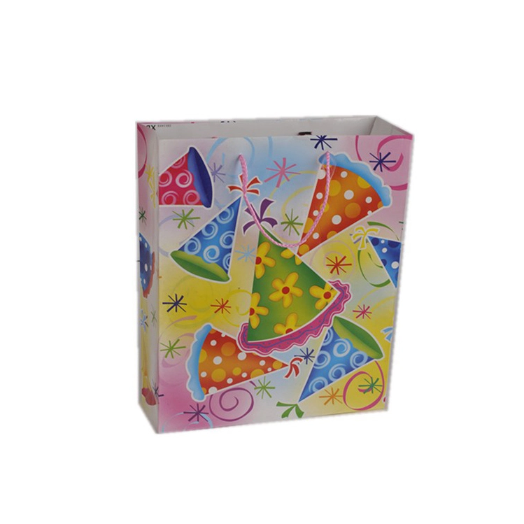 Wholesale Nice Cute Durable Printing Hats Paper Shopping Gift Paper Bag With Rope Handle 1