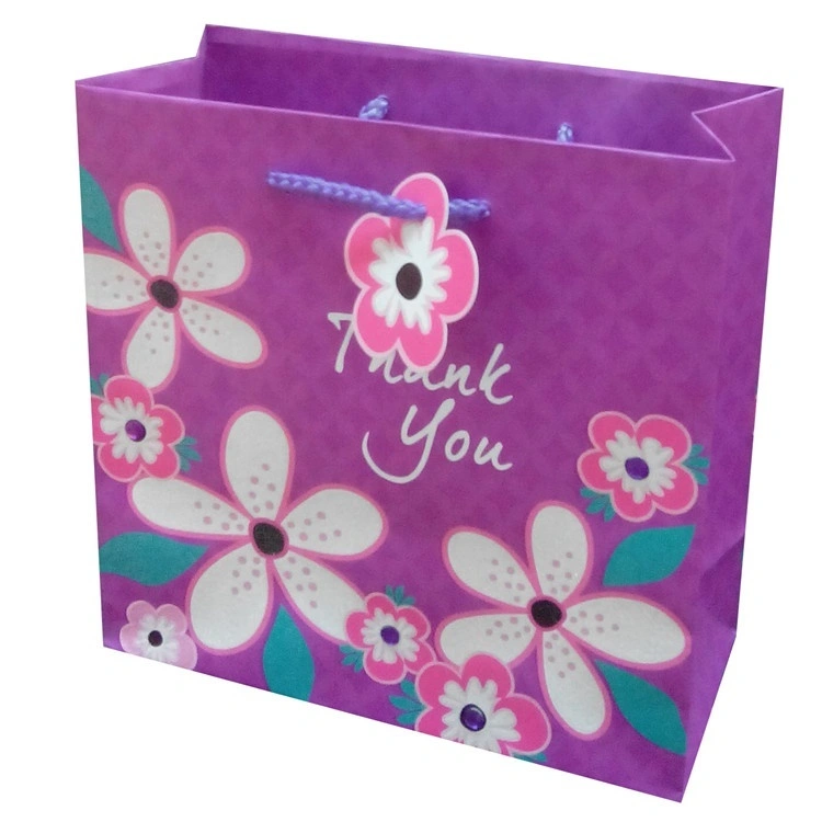 Beautiful Flower Print Reusable Durable Party Gift Paper Bag With Rope Handles 1
