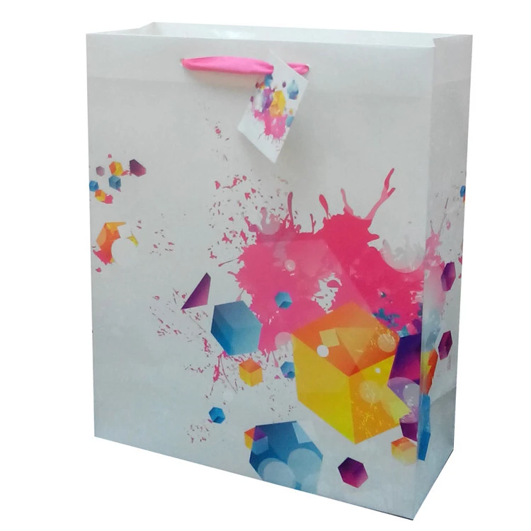 Hot Sale Reusable Durable Handmade Colorful Kraft Christmas Paper Bag With Handles 2