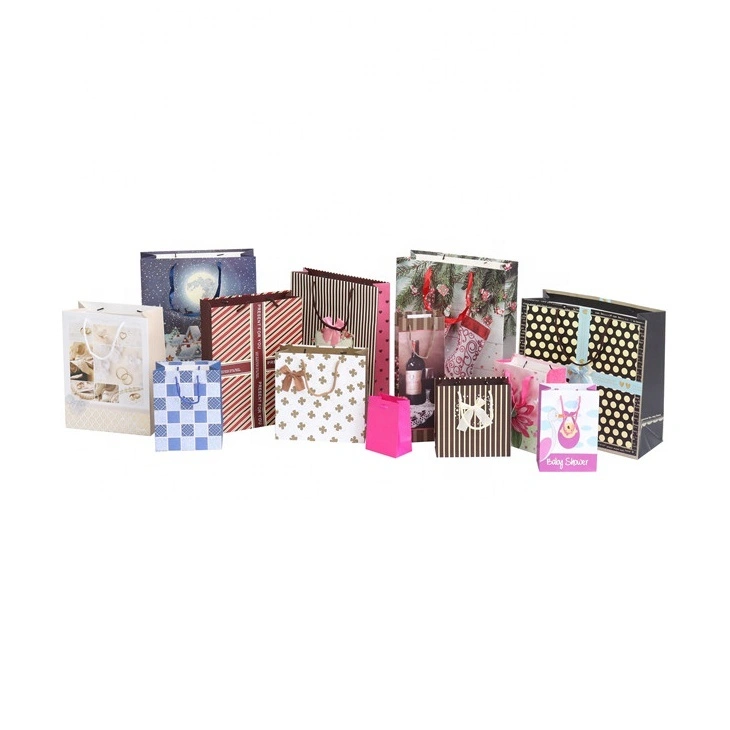 Borse per la spesa regalo in carta da regalo con glitter personalizzati in stili multipli 3D 1