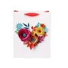 2018 vendita calda personalizzato nuovo design fatto a mano fiori colorati 3D borse di carta per lo shopping fantasia ecologiche con manici in corda 1