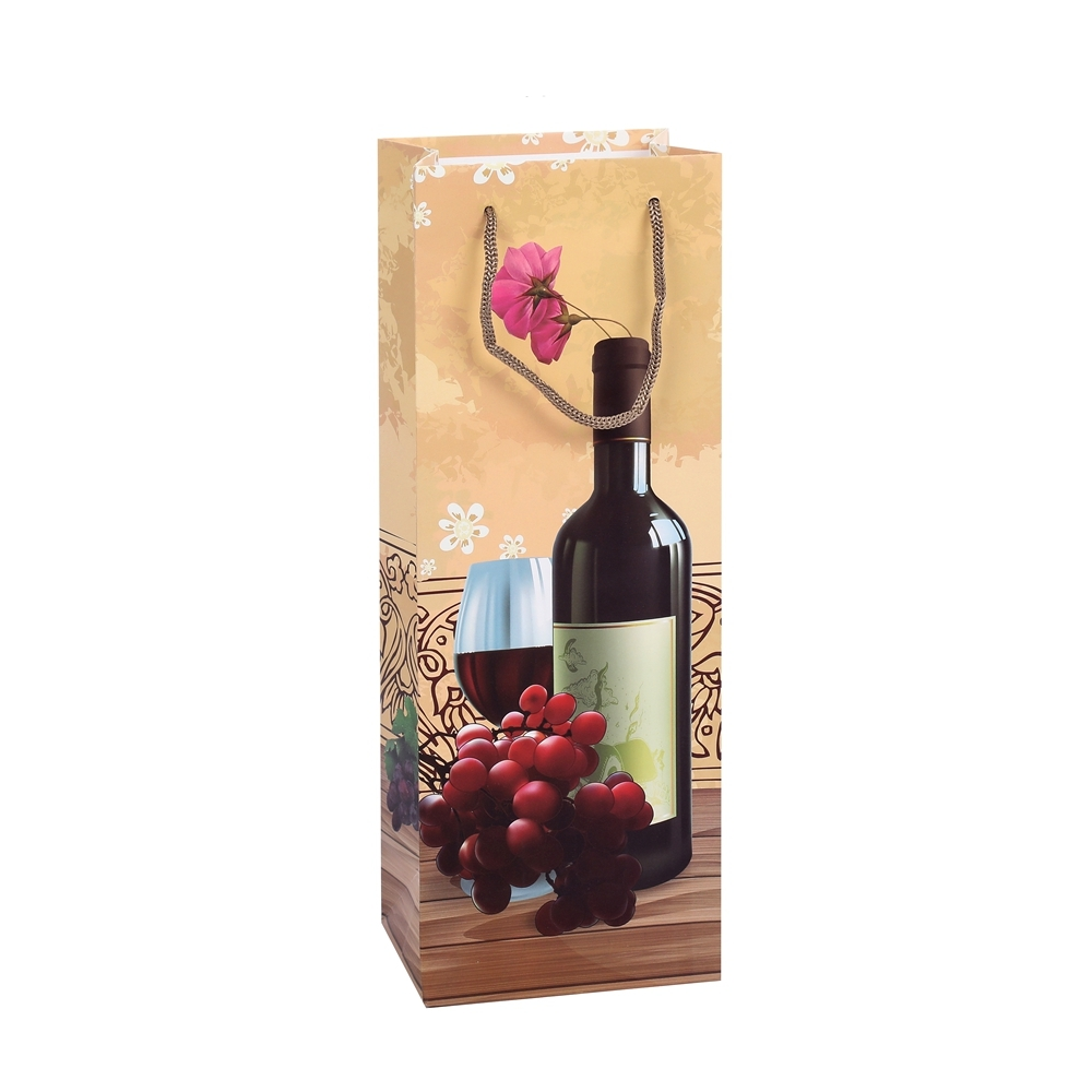 Wholesale Promotion Durable Kraft Coffee Paper Bag Christmas Wine Bottle Shopping Tote Wine Grocery Paper Bag With Handle 1