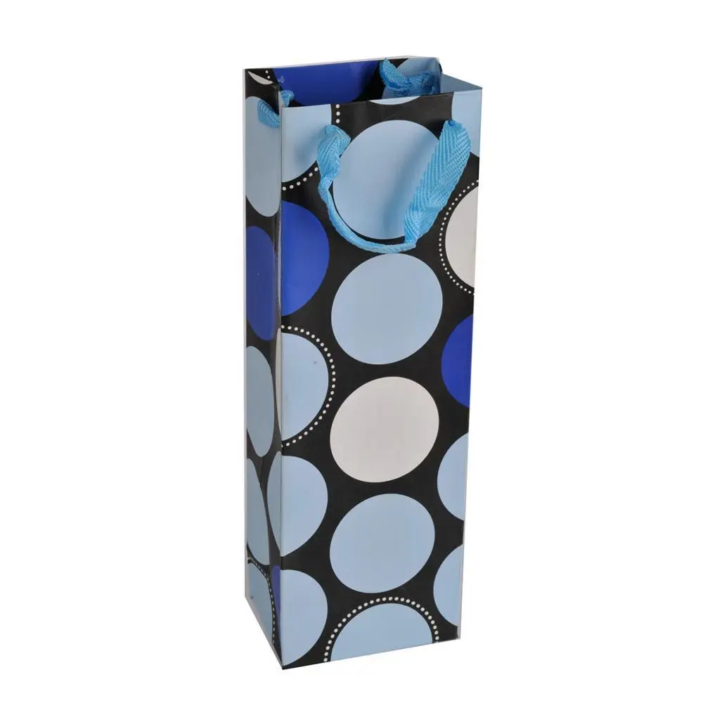 Wholesale Fancy Luxury Gift Packaging Custom Printed Bottle Paper Wine Bags with Handles 1