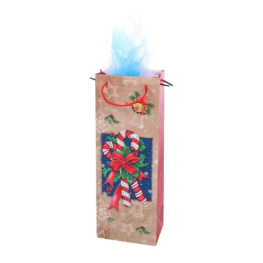 New Products Fashionable Reusable Printing Cartoon Hand Kraft Paper Wine Bag With Rope Handle 3