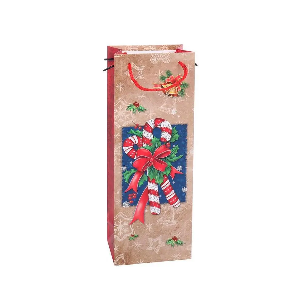 New Products Fashionable Reusable Printing Cartoon Hand Kraft Paper Wine Bag With Rope Handle 1