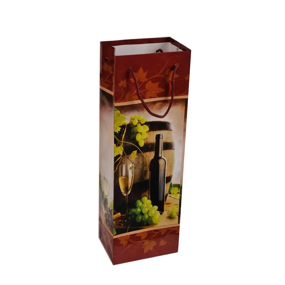 Sac cadeau en papier de promotion de vin de paquet de bouteille simple de logo fait sur commande 1