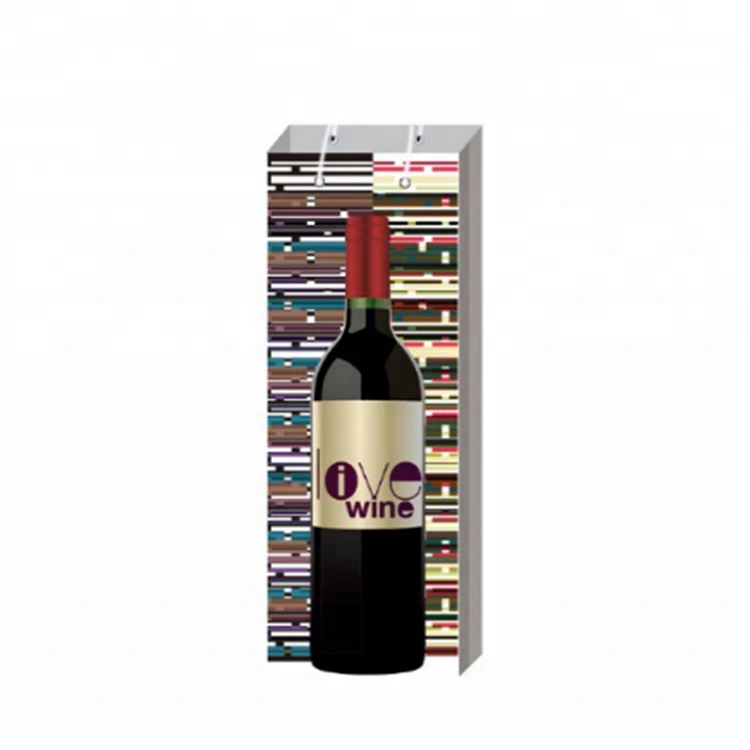 Recyclez les sacs de vin en papier d'achats imprimés sur mesure avec impression offset, sac d'emballage cadeau en papier 2
