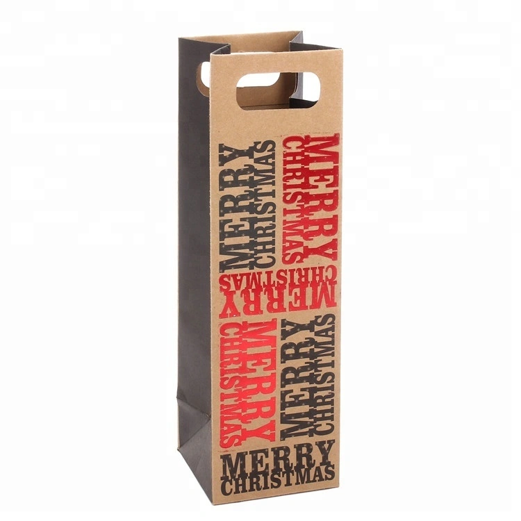 Custom Design Simple Clear One Bottle Portable Wine Paper Shopping Bag With Character 1
