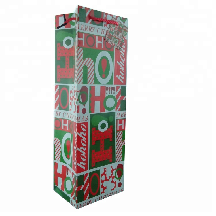 Recyclable Personalized Design Christmas Paper Wine Bag, Paper Gift Packaging Tote Bags 4