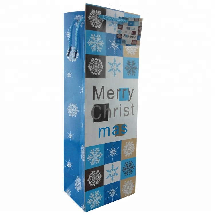 Recyclable Personalized Design Christmas Paper Wine Bag, Paper Gift Packaging Tote Bags 2