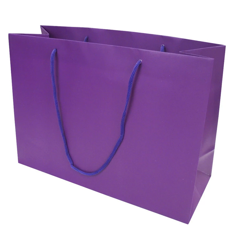 New Design Matt Lamination Purple Craft Custom Kraft Paper Bag Gift Paper Shopping Bag With Handle 1