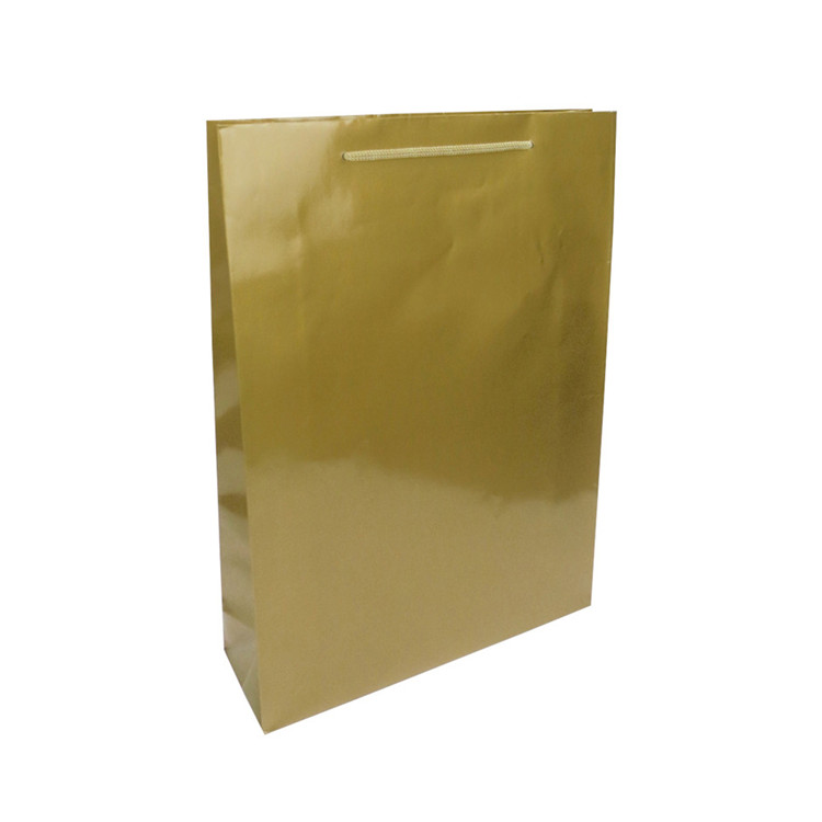 2019 High quality dumb bright film gold silver kraft paper bag with handle wholesale 6