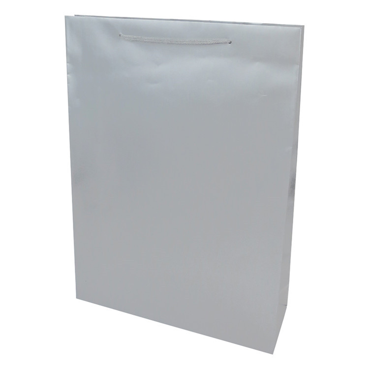 2019 High quality dumb bright film gold silver kraft paper bag with handle wholesale 2