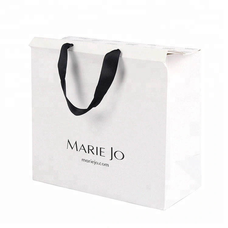 Personalized Logo Printed Fashion White Luxury Double Paper Advertising Bag 1
