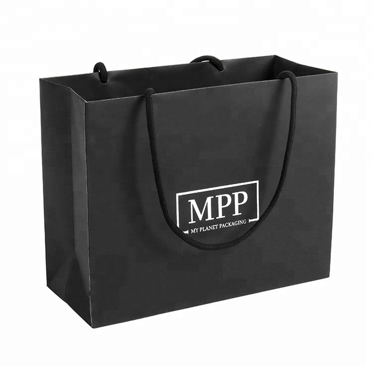 Cheap Custom Recycled Folding Luxury Gift Advertising Black Paper Shopping Bag with Logo Printing 1