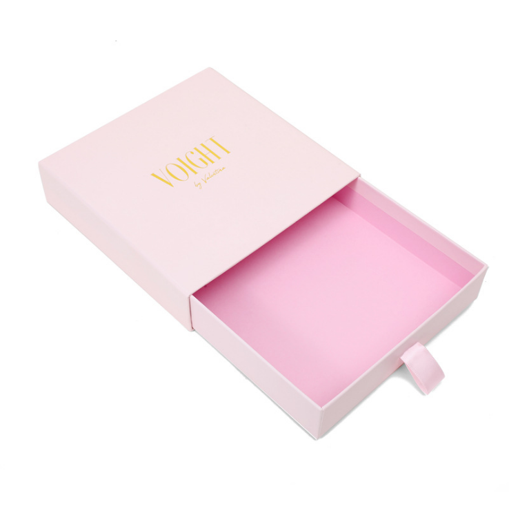 Fancy pink jewelry yellow satin drawer gift paper box 5