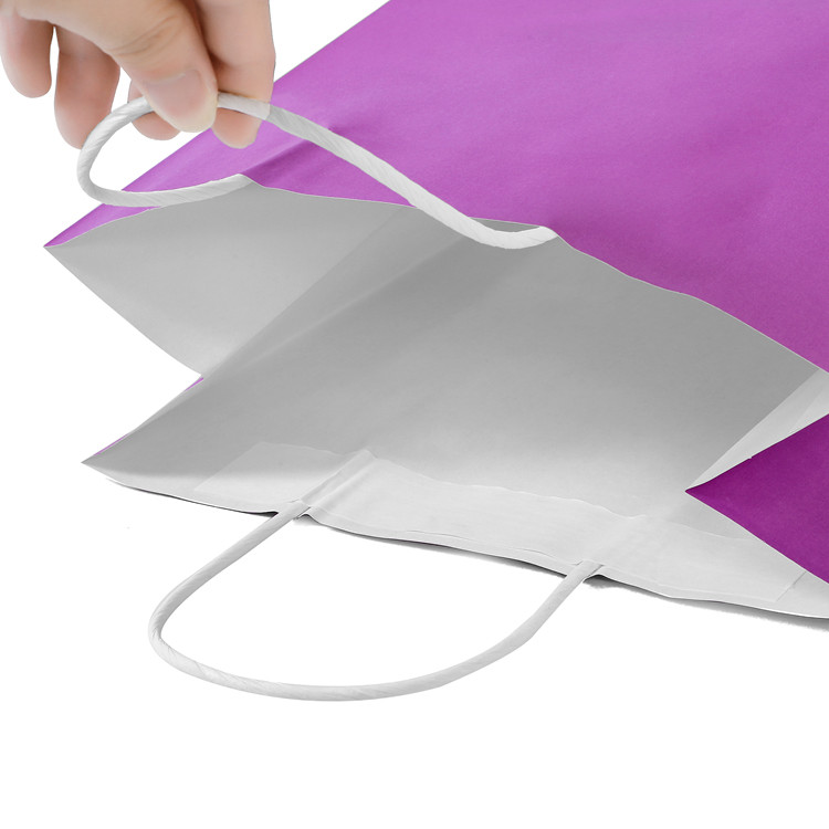 Recycled white kraft paper carrier bag with handles 4