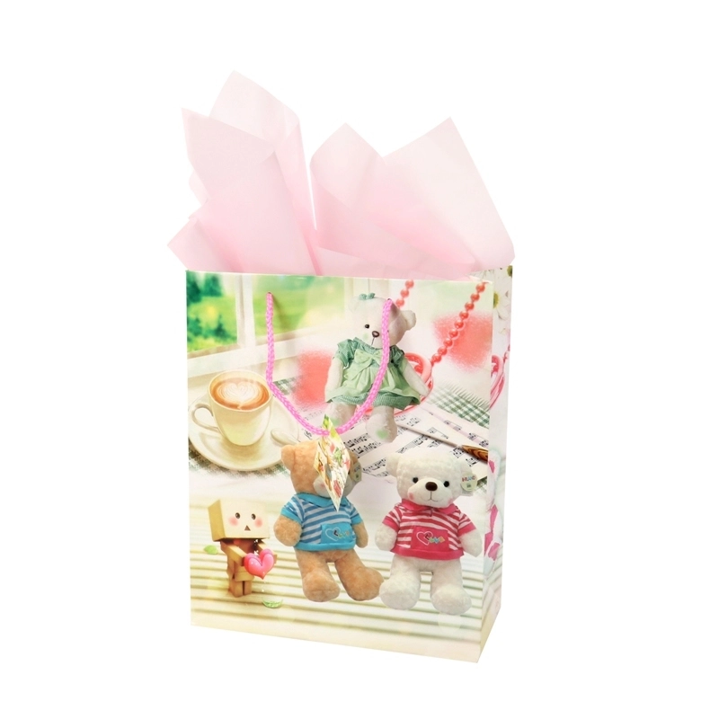 Adorable BSCI audit kids' 157g art paper shopping gift bag with tag 1