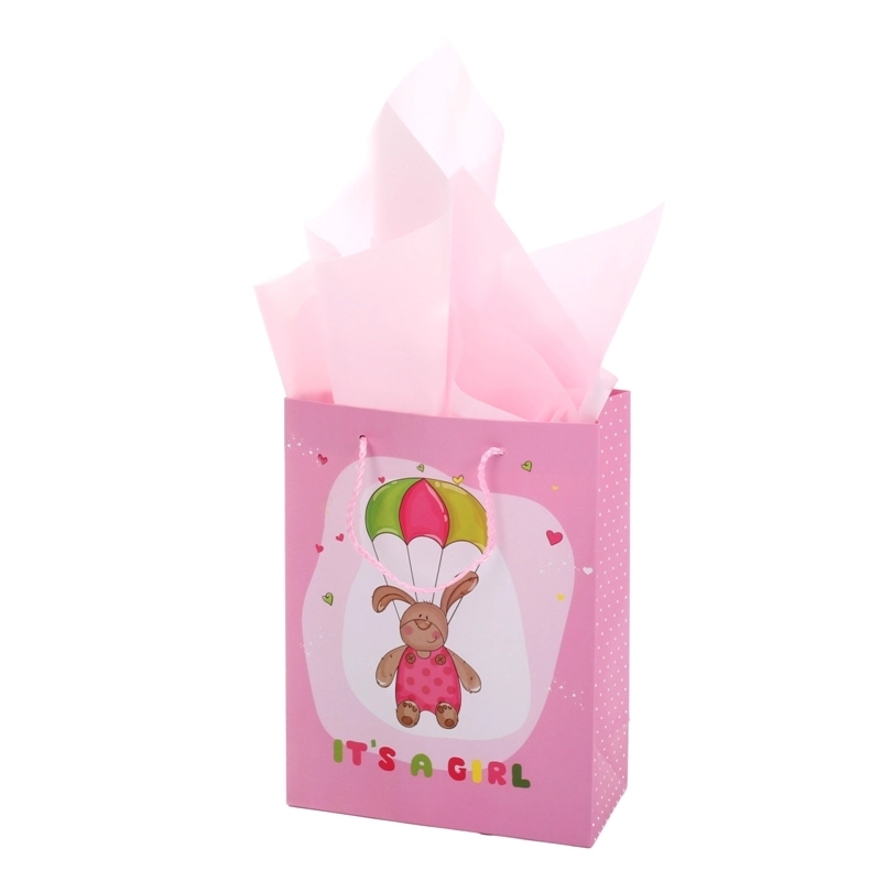 Direct factory BSCI audit 157g  caoted pink color gift paper bag 1