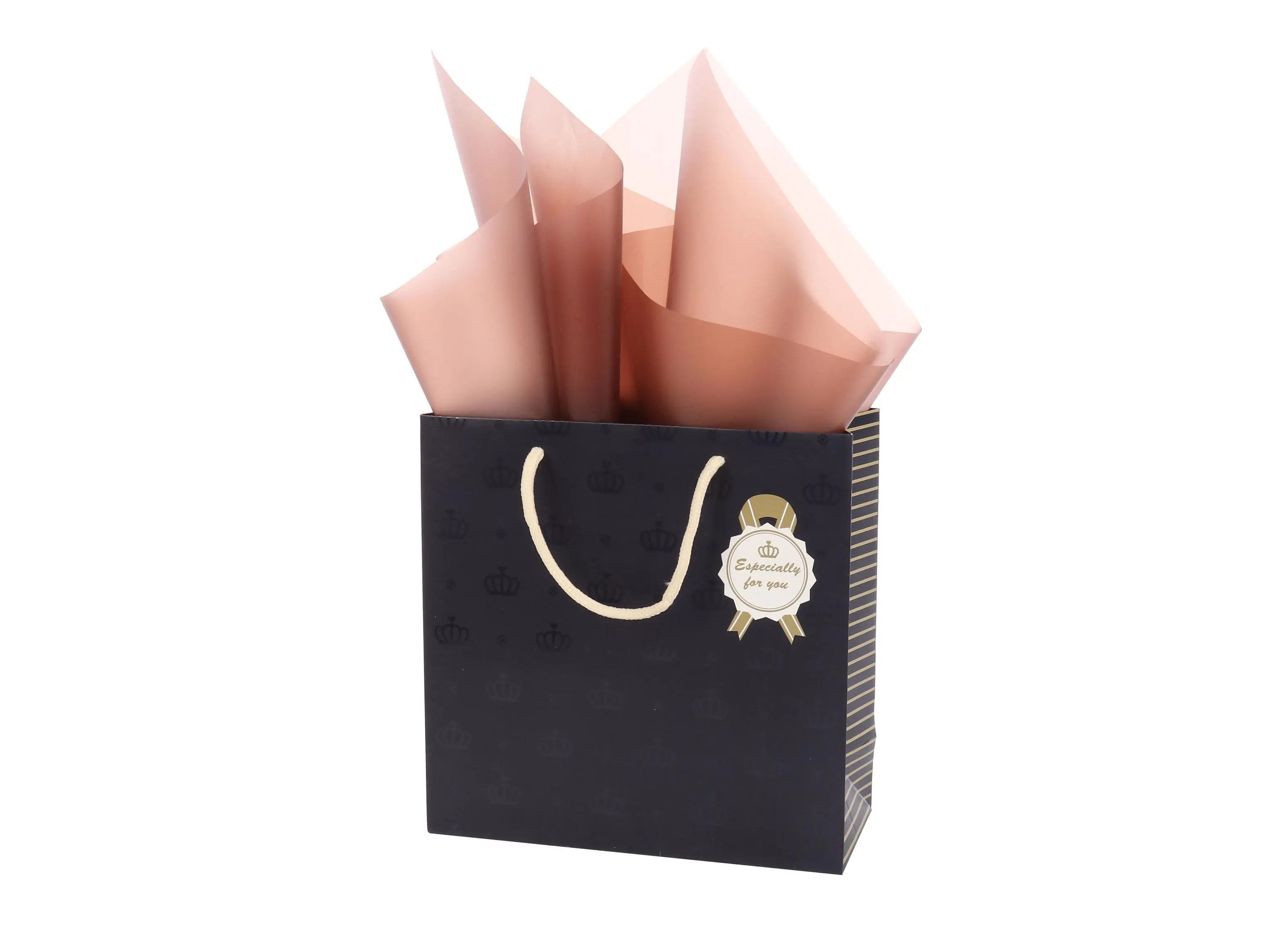Bolsa de papel ULTRAVIOLETA de las compras del regalo del acabamiento del diseño de lujo diario de encargo al por mayor de la corona con la manija 1