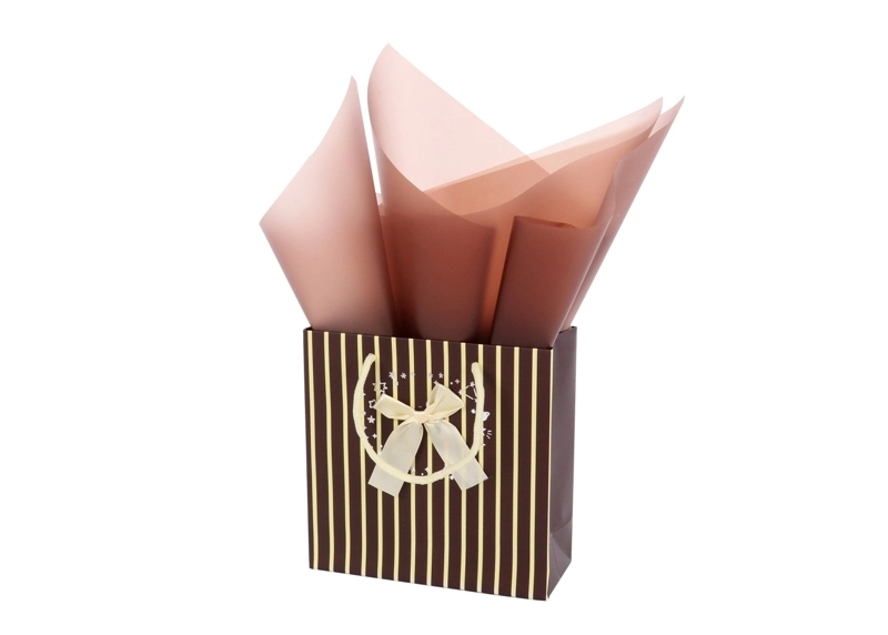 Hot Selling High Quality Ivory Paper Stripes Design Gift Paper Bag With Bowtie 1