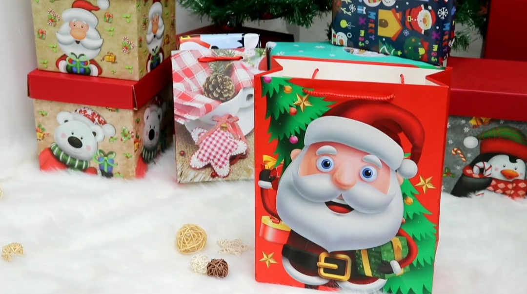 Hot Selling High Quality 3D Cartoon Custom Christmas Gift Paper Bag With Handle 1