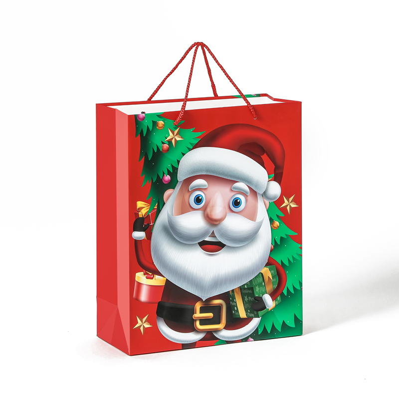 Hot Selling High Quality 3D Cartoon Custom Christmas Gift Paper Bag With Handle 2