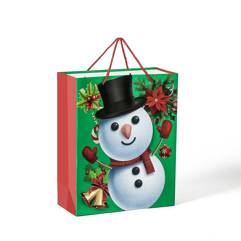 Hot Selling High Quality 3D Cartoon Custom Christmas Gift Paper Bag With Handle 4