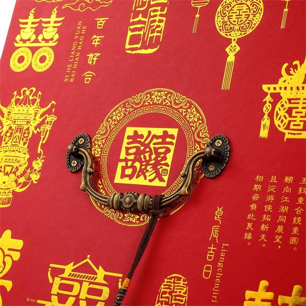 Manufacturer Wholesale Luxury Custom Chinese Red Style Wedding Gift Paper Box With Handle 5
