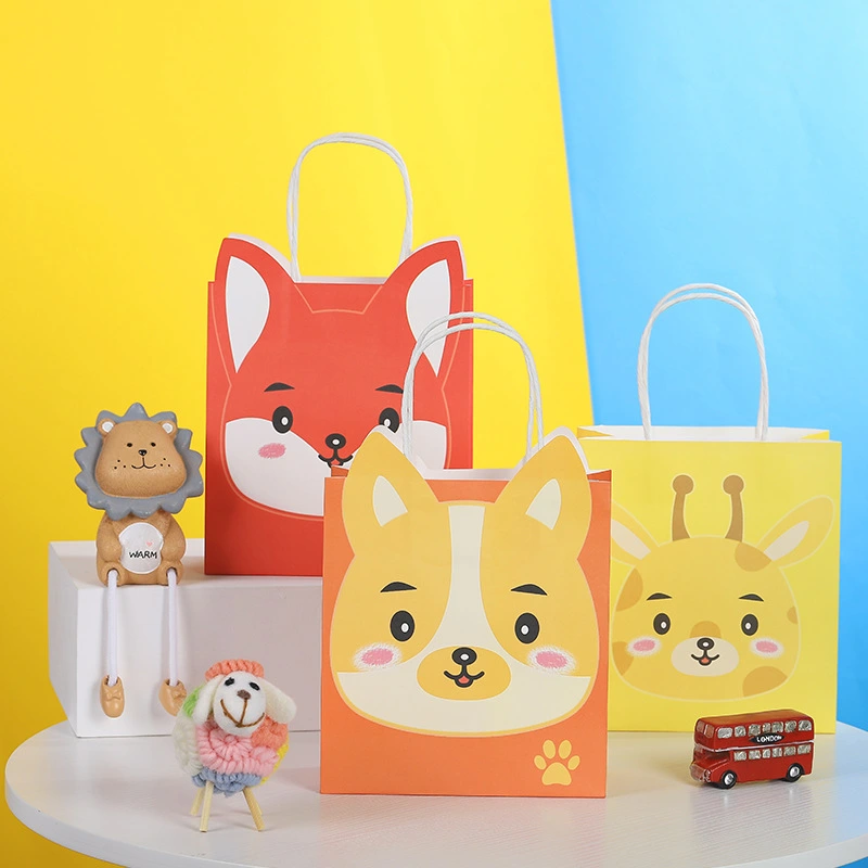 Hot selling new design cute cartoon kraft paper shopping gift bag 1