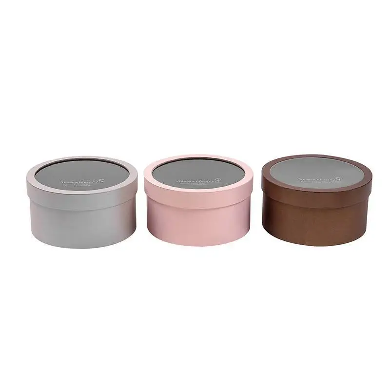Custom Round Paper Gift Boxes for Flower Packaging PVC Window-opening Wholesale 1