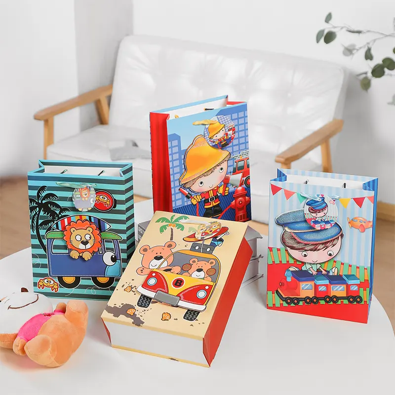 Jialan Paquete de bolsas de regalo de color rosa para regalos de niños. 5