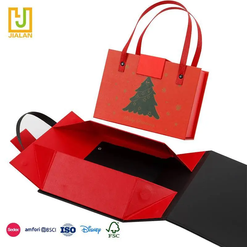 Hot Selling Christmas  Foldable Magnetic Gift box Custom Paper Handle 1
