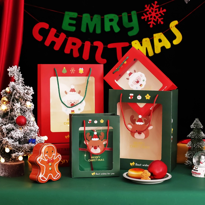 China Wholesale Christmas Gift Packaging Paper Shopping Bags with PVC Window 1