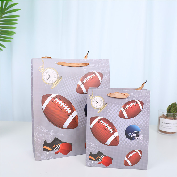 Eco-friendly Wholesale Recyclable Ivory Paper Football Series Gift Bag 6